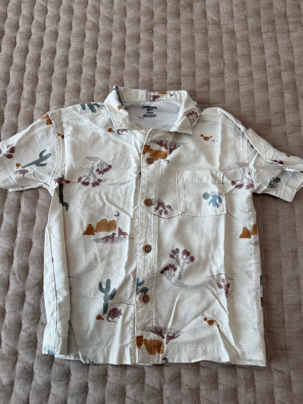 Toddler Boy Desert Short-Sleeve Button-Down
Shirt - Beige